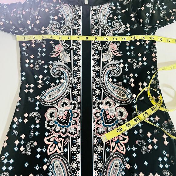 White House Black Market Paisley Print Three Quarter Sleeve Dress Size XXS - Picture 6 of 7